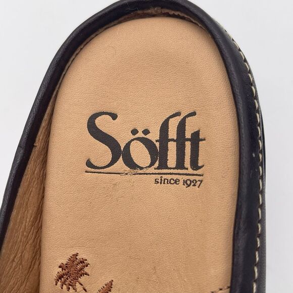 SOFFT Leather Slip-on Shoes Women’s Size 8.5 Cognac Brown Square Toe Kitten Heel - Picture 5 of 15